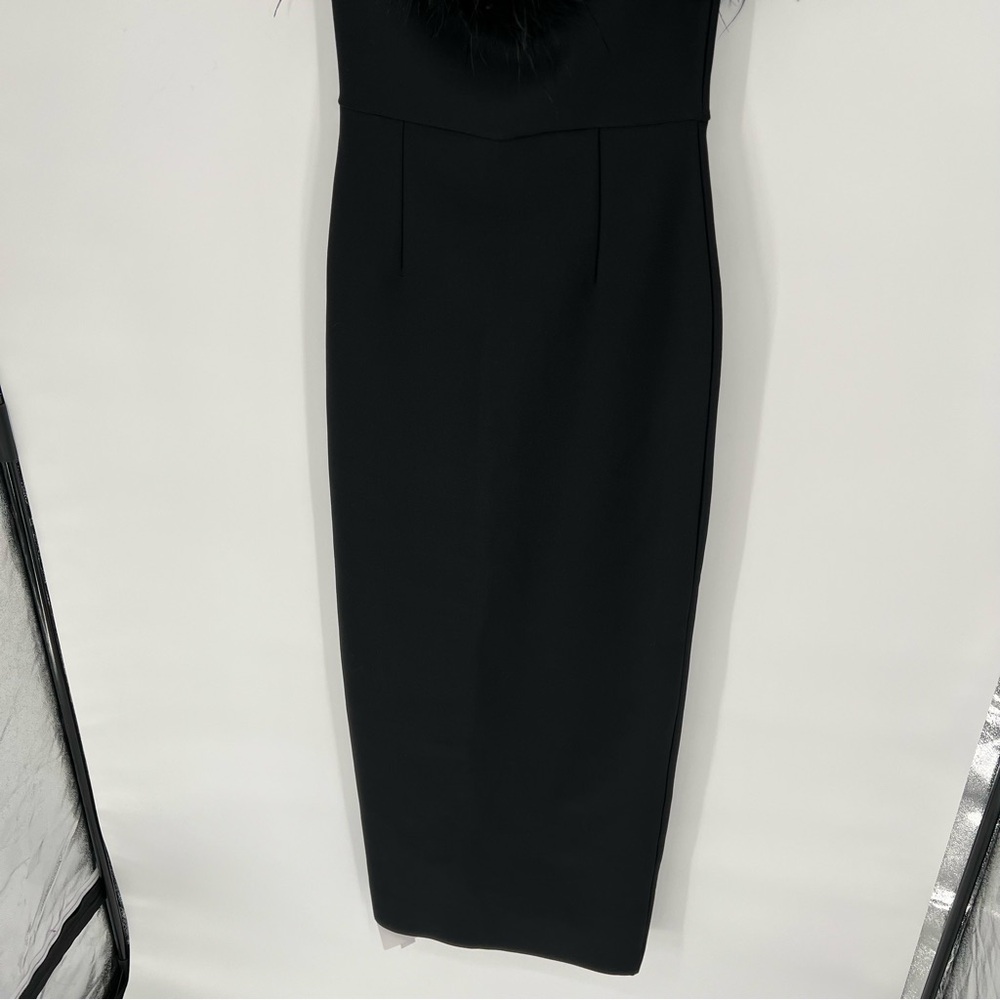 NWT Catchall Naomi Black Strapless Feather Trimmed Bandage Maxi Bodycon Dress - Picture 6 of 16